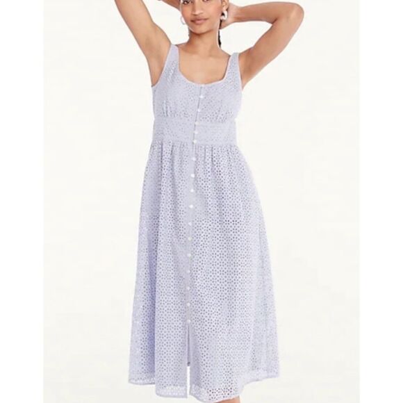 J Crew Purple Eyelet Lace Babydoll Midi Dress Sz 6 Cottagecore Boho Feminine - Picture 8 of 13